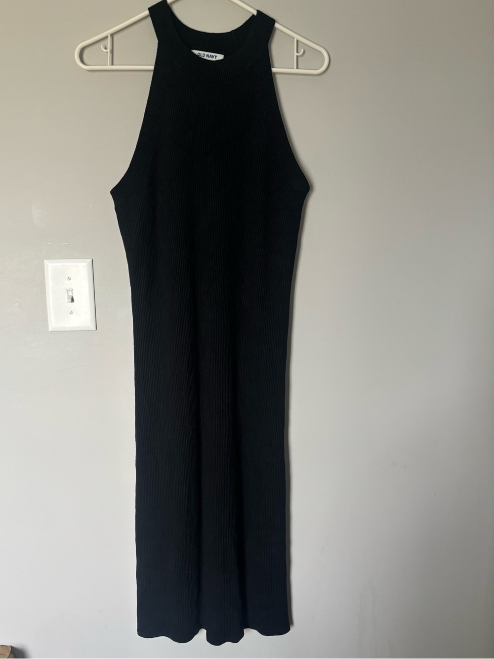Old Navy Black Ribbed Halter Maxi Slip Dress